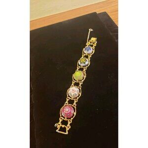 Juliana D&E for Celebrity Bracelet Moroccan Carved Cabochon  7.25" Vintage